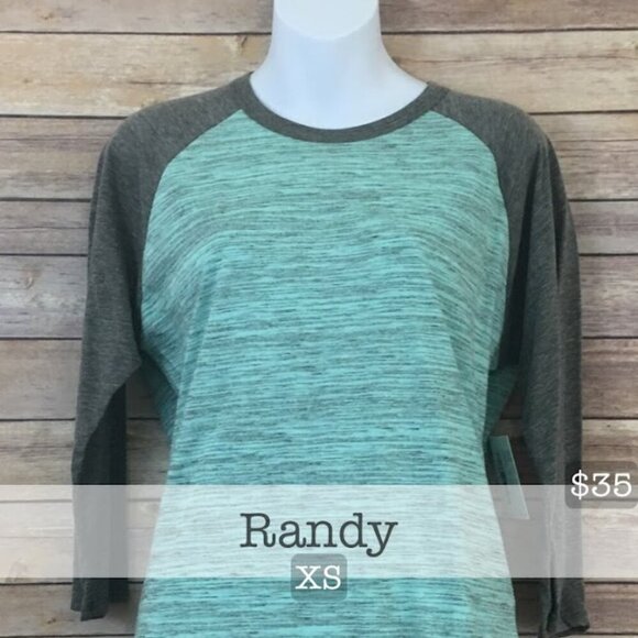 NWT Lularoe Randy T Womens size XS gray mint green baseball raglan sleeves NEW - Picture 2 of 6